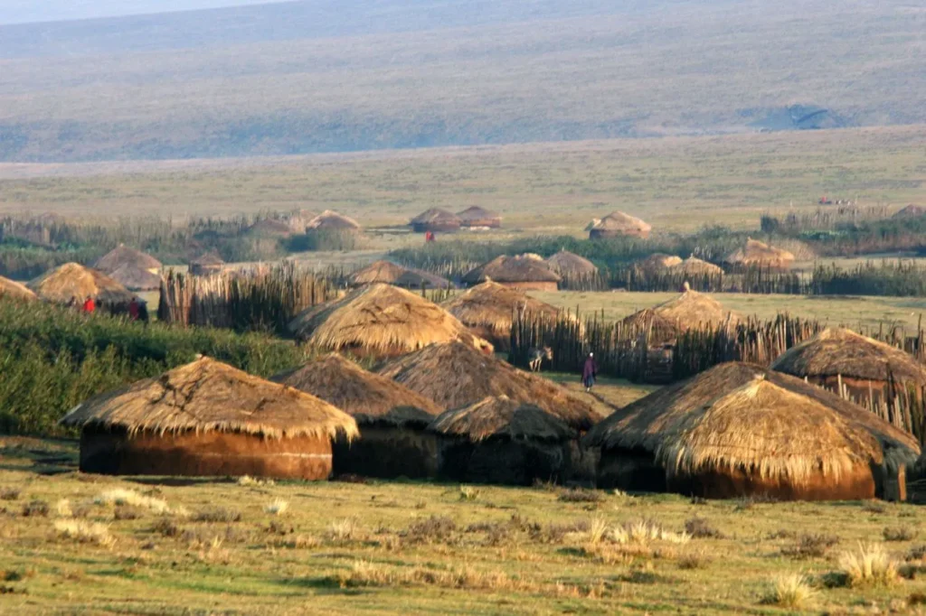 Masai village in the foothills of Mount Lolmalazin Tanzania
