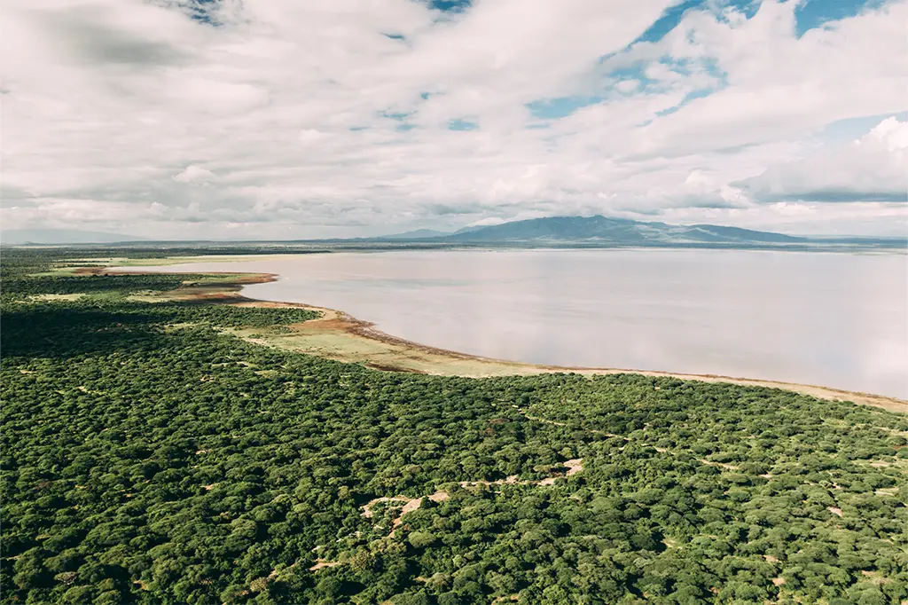 Aerial View Landscape Lake Manyara Tanzania